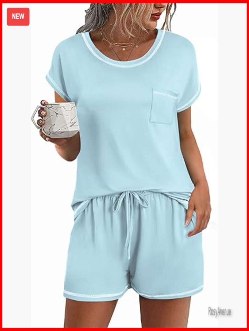 Women's Pajama Set 2 Piece Short Sleeve Top and Shorts Soft Lounge Set with